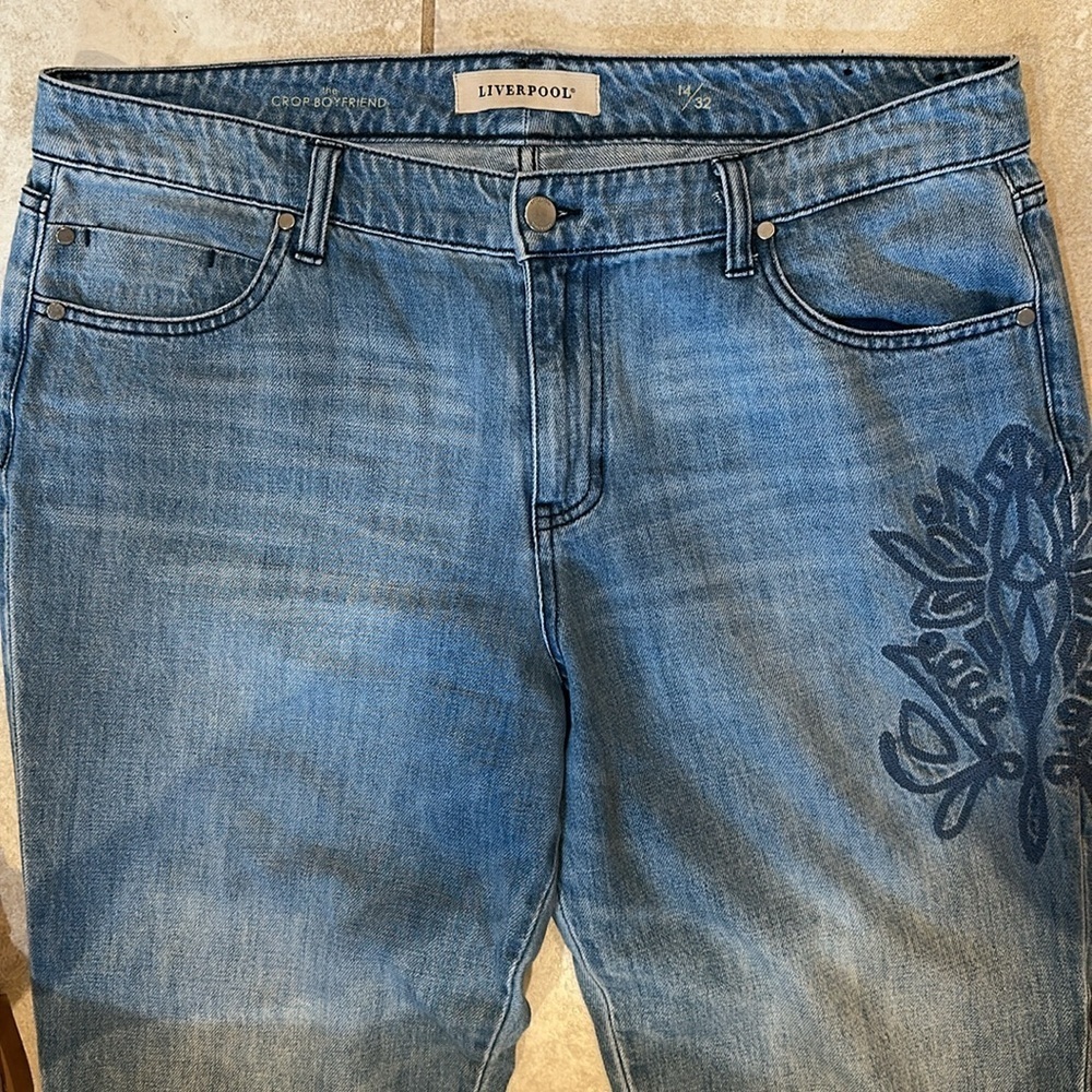 Liverpool Cameron Embroidered Crop Boyfriend Jeans 14 - Picture 5 of 8